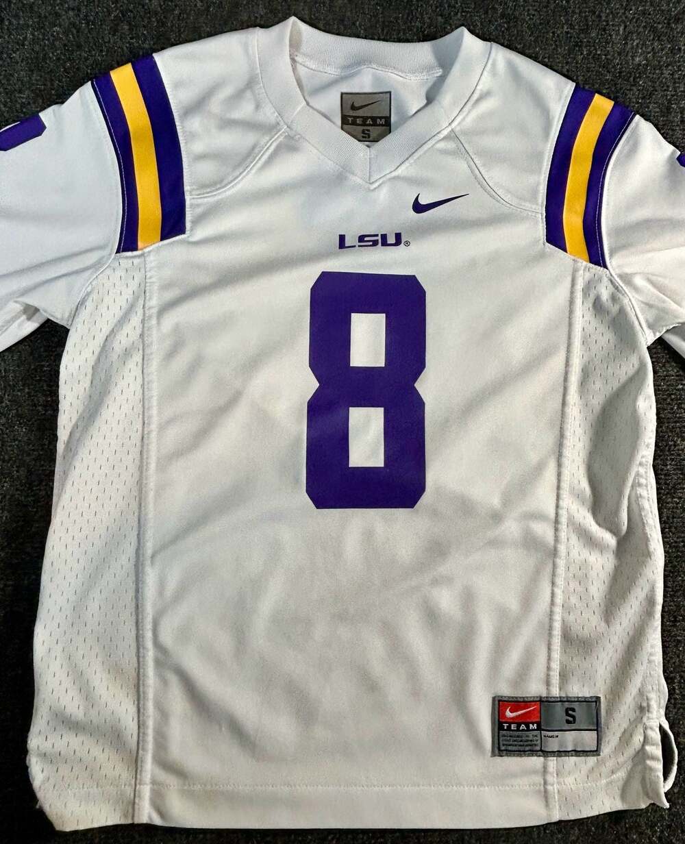 Nike LSU Tigers Youth Football Jersey Number 8 White Size Small 8-10
